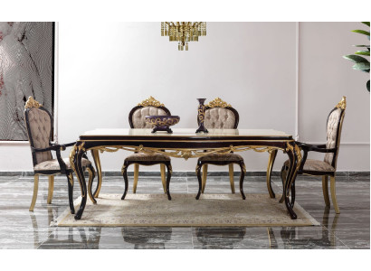 Eetkamer set Eethoek Eetkamer Eettafel Stoelen Hout 9-delig Bruin Barok