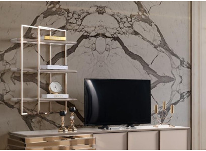 RTV-Lowboard TV-standaard Sideboard Beige Goud woonkamerset planken Nieuw