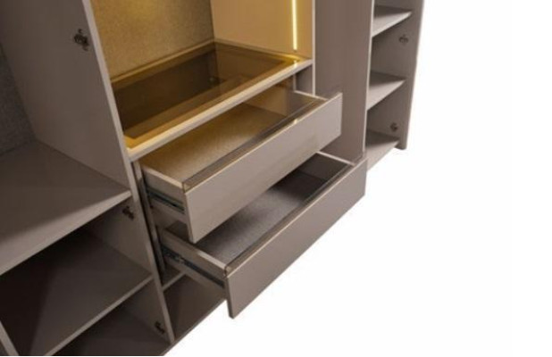 Kledingkast Moderne Kast Slaapkamerkasten Beige Hout Goud