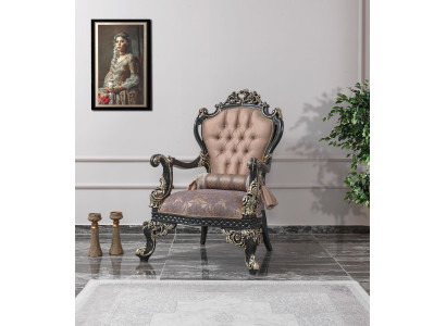 Fauteuil Beige Oorfauteuil Barok Zits Polyester Woonkamer