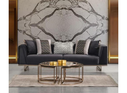 Driepersoonsbank Gestoffeerde bank Moderne blauwe banken Stoffen bank van hout Textiel