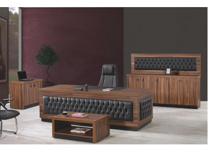 Luxe kantoormeubelen Complete kantoorbureau Schrijftafel Kantoorset 4-delig Hout Bruin