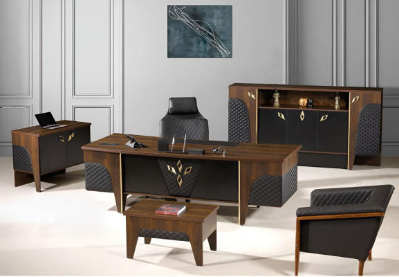 Kantoormeubelen Complete kantoor Bureau Kantoorbureau Set 4-delig Hout Bruin