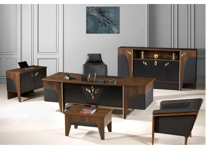 Kantoormeubelen Complete kantoor Bureau Kantoorbureau Set 4-delig Hout Bruin