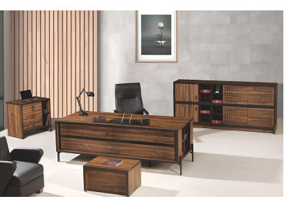 Kantoormeubilair Compleet kantoor Bureau Bureau Set 4-delig Hout Bruin