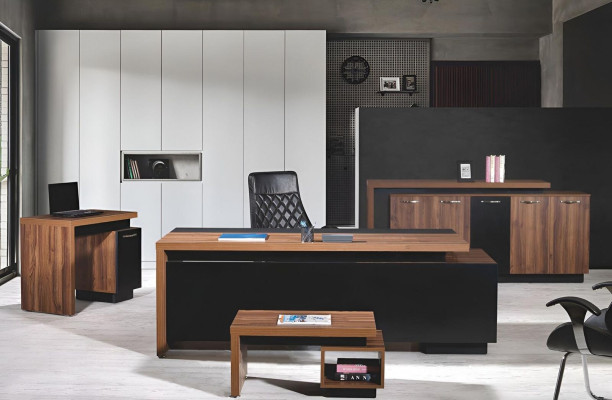 Kantoormeubilair compleet kantoor bureau kantoor bureau 4-delig hout zwart