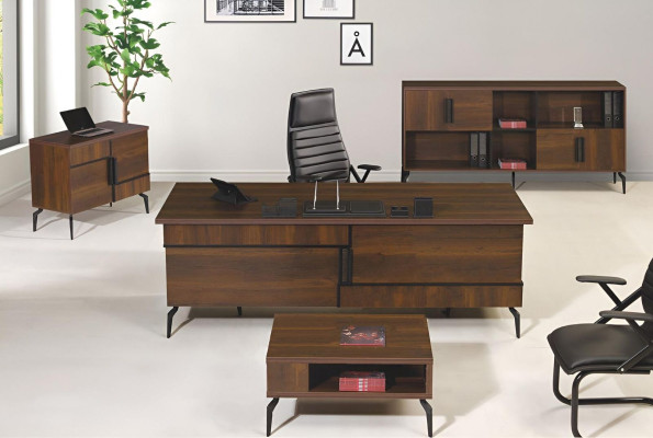 Kantoormeubilair Compleet kantoor Bureau Kantoorbureau Set 4-delig Hout Bruin
