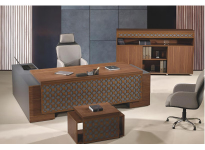Volledige kantoormeubel hoekbureau kantoor bureau set 3-delig hout bruin