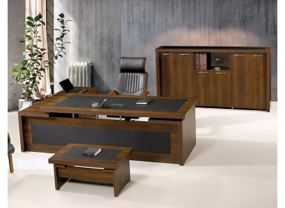 Hoekbureautafel Compleet kantoorbureauset 3-delig hout bruin Kantoormeubelen