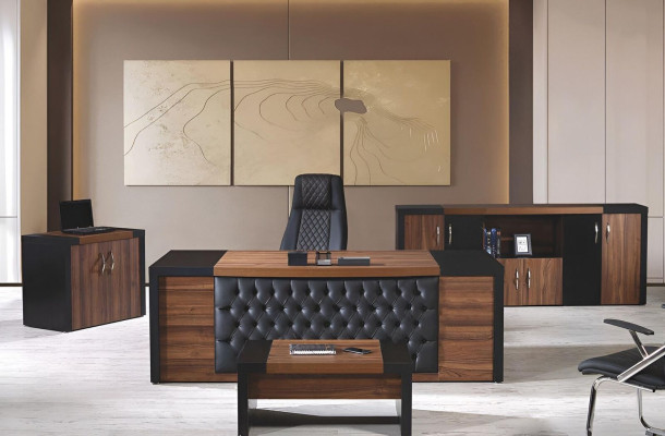 Werkkamermeubilair Kantoor Bureau Kantoortafel Set 4-delig Hout Bruin