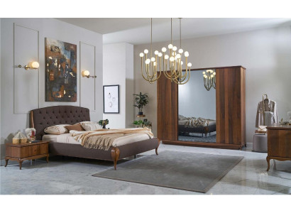 Tweepersoonsbed Complete slaapkamer Bedset 4-delig Bedframe Bruin 180