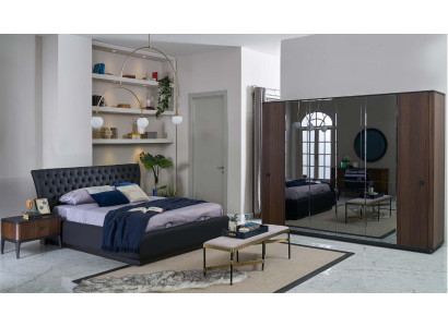 Beddenset tweepersoonsbed slaapkamerset 4-delig bedframe Zwart Nieuw