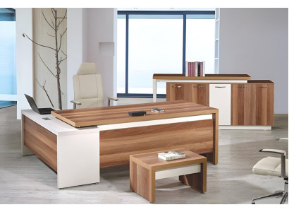 Eckbureautafel Compleet kantoorbureau kantoormeubelset 3-delig houten kantoormeubelen bruin