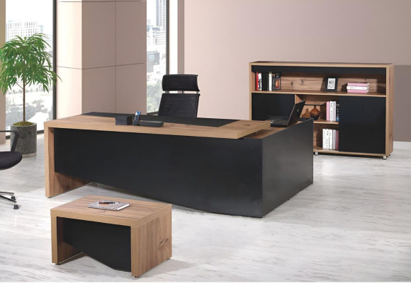 Kantoor meubels complete kantoorhoek bureau bureau bureau 3-delige hout zwart