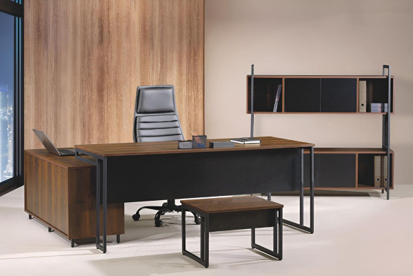 Kantoormeubilair Compleet kantoor Hoekbureau Bureau Bureau 3-delig Hout Bruin