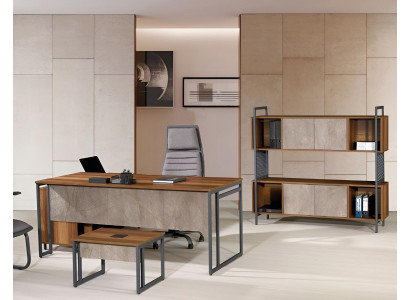 Eckbureau Compleet kantoormeubilair bureautafel set 3-delig hout Bruin