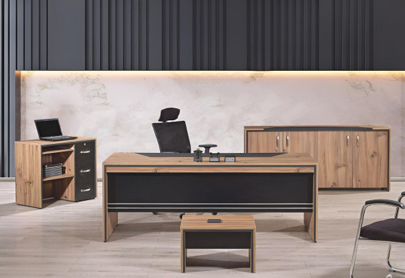 Tafel Kantoor Meubels Woonkamer Meubels Bureau Set 4-delig Hout Zwart