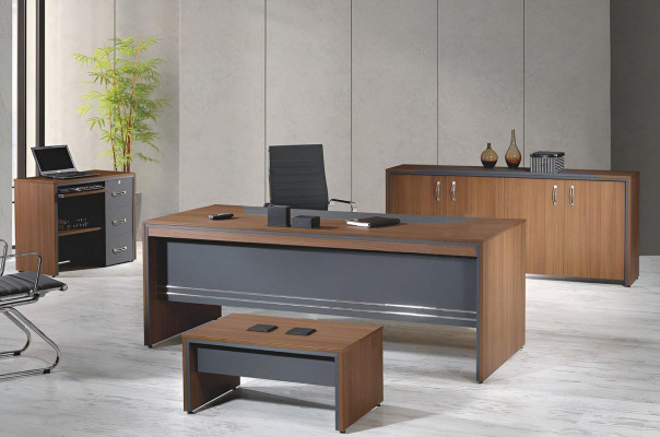 Garnituur kantoormeubilair Compleet kantoor Bureau Set 4-delig Hout Bruin Kantoor