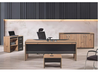 Meubels Kantoor Kantoorinrichting Bureau Set 4-delig Hout Zwart Tafel