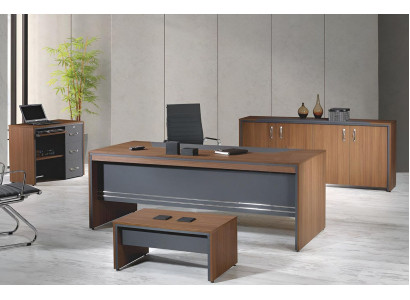 Werkkamermeubelen Compleet kantoor bureau set 4 dlg Hout Bruin Tafel
