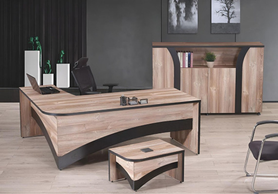 Kantoormeubilair voor thuiskantoor Complete thuiskantoor Hoekbureau 3-delig Hout Bruin Set