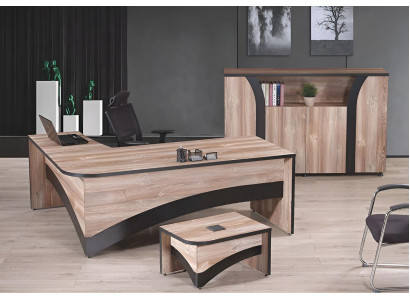 Kantoorinrichting Compleet kantoor Hoekbureautafel Kantoor bureautafel 3-delig Hout Bruin