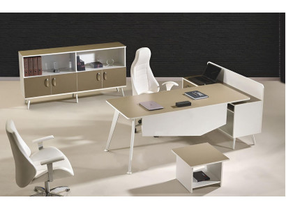 Eckbureau bureau werkkamer meubels wit complete kantoor 3-delige houten set