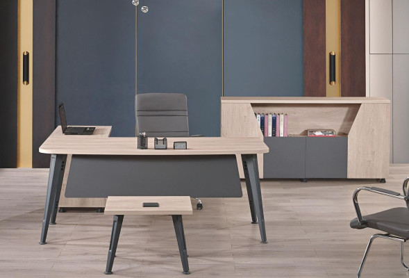 Eckbureau Werktafel Compleet kantoor Kantoorinrichting 3-delige Houten set Grijs