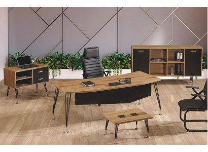 Kantoormeubels Compleet kantoor Bureau Kantoortafel 4-dlg Hout Zwart