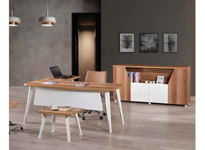 Kantoor meubels Wit Set 3-delig Hoekbureau Compleet kantoor Kast Hout Groep