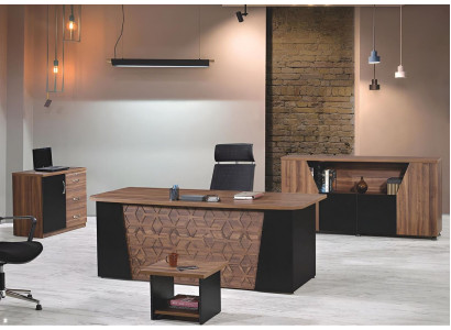 Set bureau bureau bureau set 4-delig houten kantoormeubilair bruin
