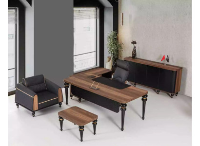 Luxe kantoorset met 4 delen: kast, bureau, schrijftafel, salontafel 3-delig.