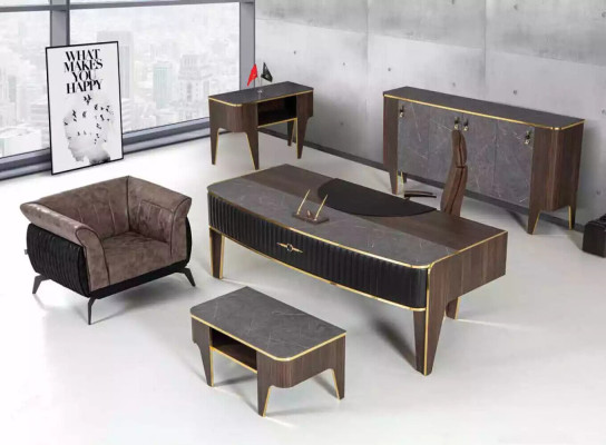 Luxe kantoorsets met 4 delen: kast, tafel, bureau, salontafel 4-delig.
