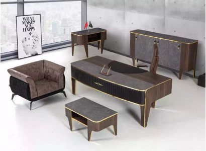 Luxe kantoorsets met 4 delen: kast, tafel, bureau, salontafel 4-delig.