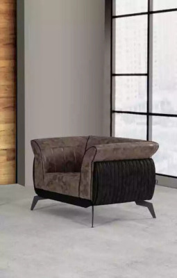 Bruine bankstel driezitter fauteuil kantoormeubelen bankstel set 2-delig.