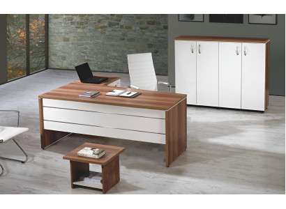 Garnituur kantoor hoekbureau werkplekmeubels kast 3-delig hout wit