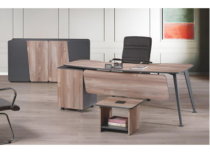 Meubels Kantoor Kantoorinrichting Bureau Set 3-dlg Hout Bruin Tafel