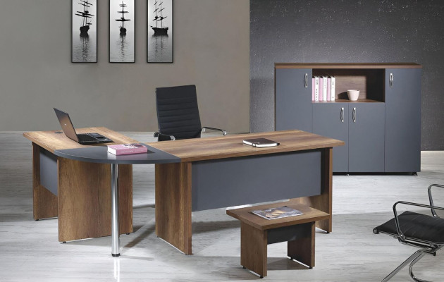 Computermöbel Werktafel kantoormeubilair Hoekbureau 3-delig Hout Set Grijs