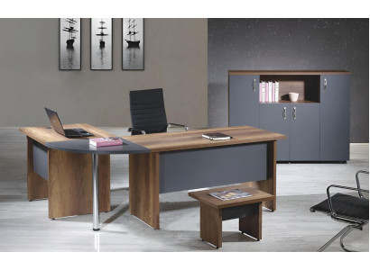 Computermöbel Werktafel kantoormeubilair Hoekbureau 3-delig Hout Set Grijs