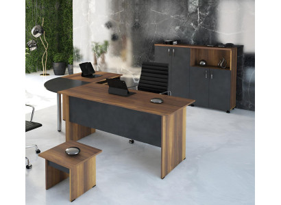 Computermöbel Werktafel Kantoor meubilair Hoekbureautafel 3-delige Houten Set Grijs
