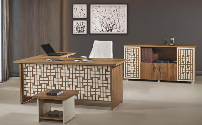 Computermöbel Werktafel Kantoorinrichting Hoekbureautafel 3-delig Hout Set Bruin