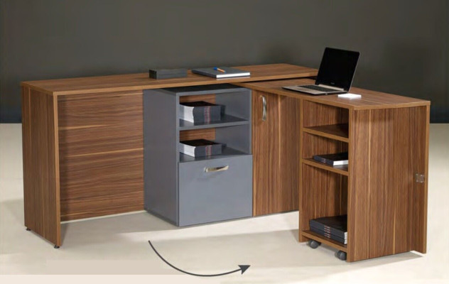 Kantoor kast bureau 2-in-1 functionele kast tafel hout bruin nieuw