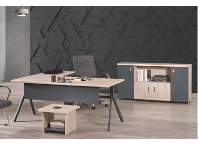 Werktafel Compleet kantoor Kantoor meubelen Hoekbureautafel 3dlg Hout Set Grijs