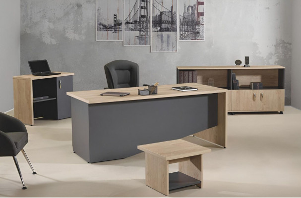 Garnituur kantoormeubelen Compleet kantoor bureau set 4 delig Hout Grijs Kantoor