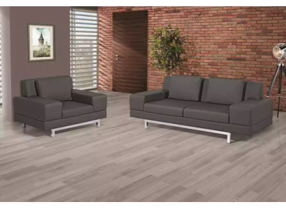 Grijze bankstel, driezitsbank, fauteuil, bankstel voor werkkamer, bankstellen.