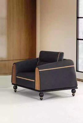Zwarte bankstellen set moderne meubelstuk driezitter fauteuil stoffen meubels 2-delig.