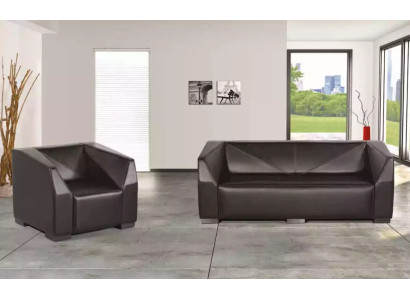 Zwarte thuiskantoor meubels bankstel driezits luxe fauteuil 2-delig