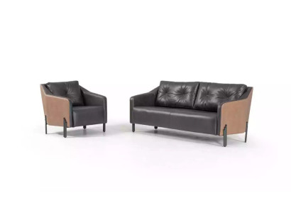 Bankstel driezitter fauteuil textiel meubelen werkkamer zithoek bank