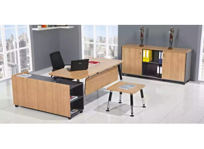 Tafel Houten meubels Kantoorset Kantoorinrichting Hoekbureau Kasten 3-delig
