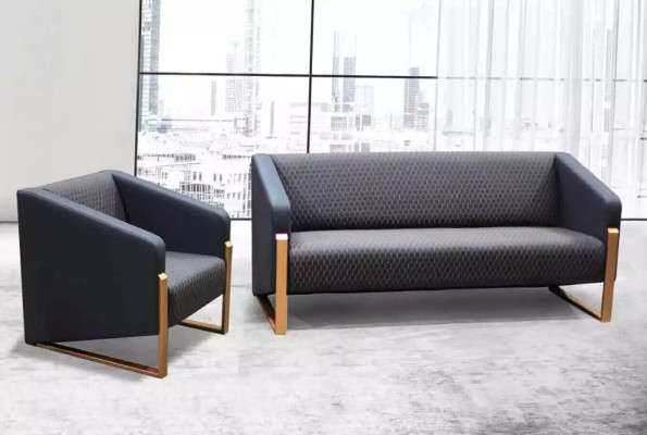 Zwarte complete banksset kantoormeubilair textiel zitbank driezits fauteuil